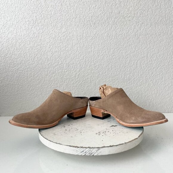 Lane Plain Jane Mule Womens 7.5 Latte Suede Cowboy Boots Western Slip On Short - Picture 7 of 11